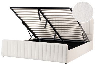 Ottoman Bed LUNAN Boucle White 180 x 200 cm (EU Super King)