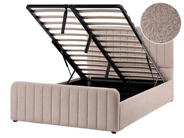 Ottoman Bed LUNAN Boucle Beige 120 x 200 cm (EU Small Double)