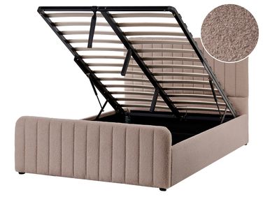 Ottoman Bed LUNAN Boucle Taupe 120 x 200 cm (EU Small Double)
