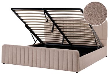 Ottoman Bed LUNAN Boucle Taupe 180 x 200 cm (EU Super King)