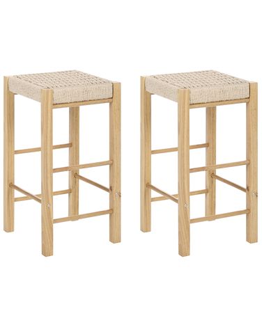 Set mit 2 Barhockern EMBRUN Holz Hellbraun