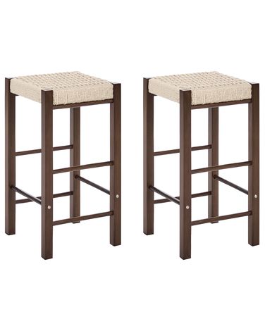 Set mit 2 Barhockern EMBRUN Holz Dunkelbraun