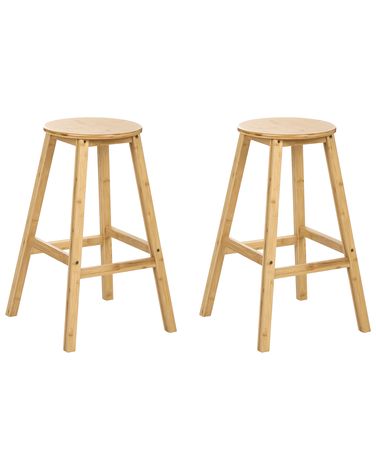 Set mit 2 Barhockern ANCELLE Bambus Hellbraun