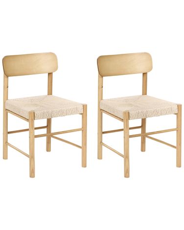 Esszimmerstuhl 2er Set DIGNE Holz Hellbraun