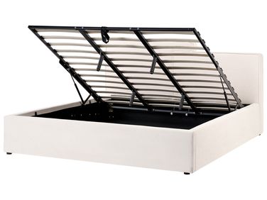 Ottoman Bed LAGARDE Fabric Off-White 180 x 200 cm (EU Super King)
