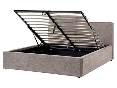 Bett mit Stauraum LAGARDE Stoff Taupe 160 x 200 cm