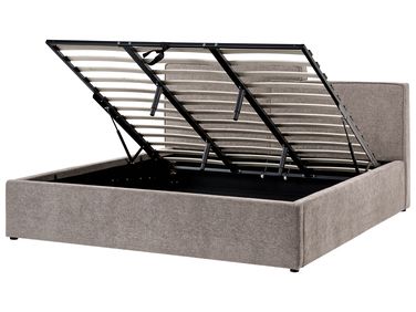 Bett mit Stauraum LAGARDE Stoff Taupe 180 x 200 cm