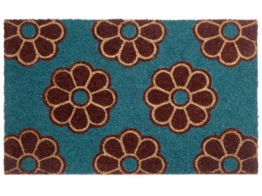 Doormat KULIK Blue 45 x 75 cm Flower Coir