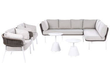 Garden Sofa Set 7 Seater ROBELLA Beige with Tables