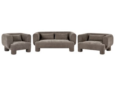 Living Room Set 6 Seater HOGBO Fabric Brown