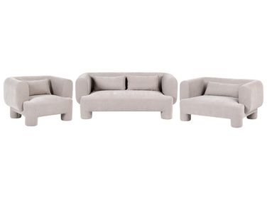 Living Room Set 6 Seater HOGBO Fabric Beige