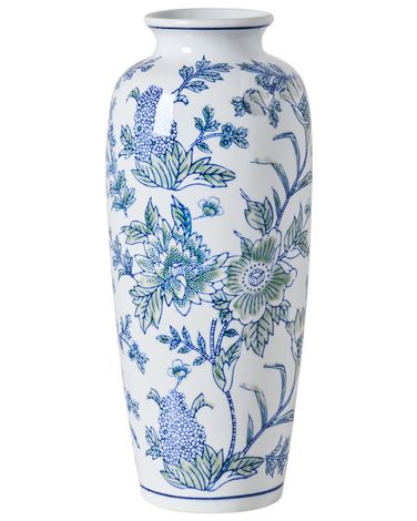 Blumenvase GUADIX Porzellan 35 cm Weiß / Blau