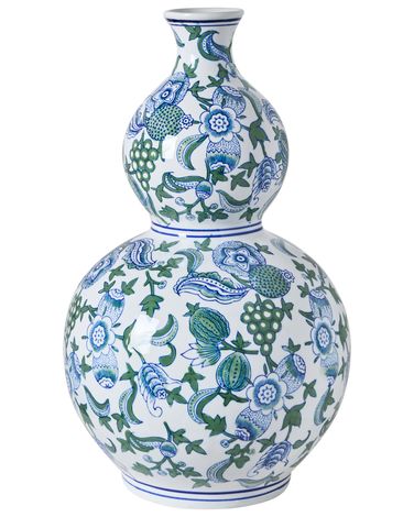 Blumenvase MOSTOLES Porzellan 45 cm Weiß / Blau