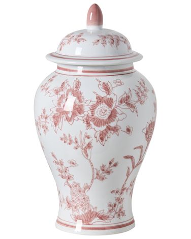 Vase mit Deckel SEWILLA Porzellan 38 cm Rot / Weiß