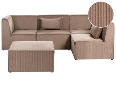 Modul Ecksofa 4-Sitzer LEMVIG linksseitig Sandbeige Cord mit Ottomane