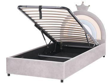 Kinderbett mit Stauraum GRISETOT Samtstoff Grau 90 x 200 cm