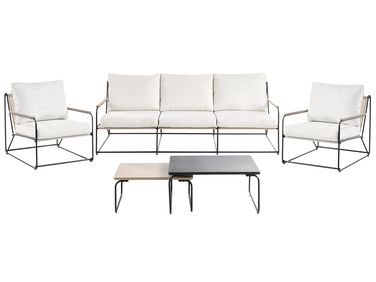Garden Sofa Set 5 Seater VENARIA Beige/ Black Metal with Tables