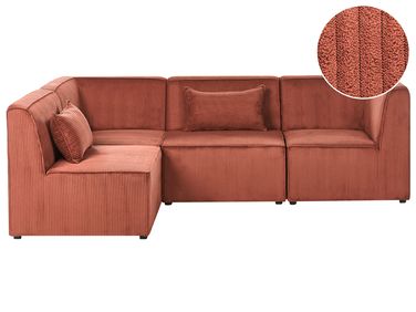 Modul Ecksofa 4-Sitzer LEMVIG rechtsseitig Goldbraun Cord