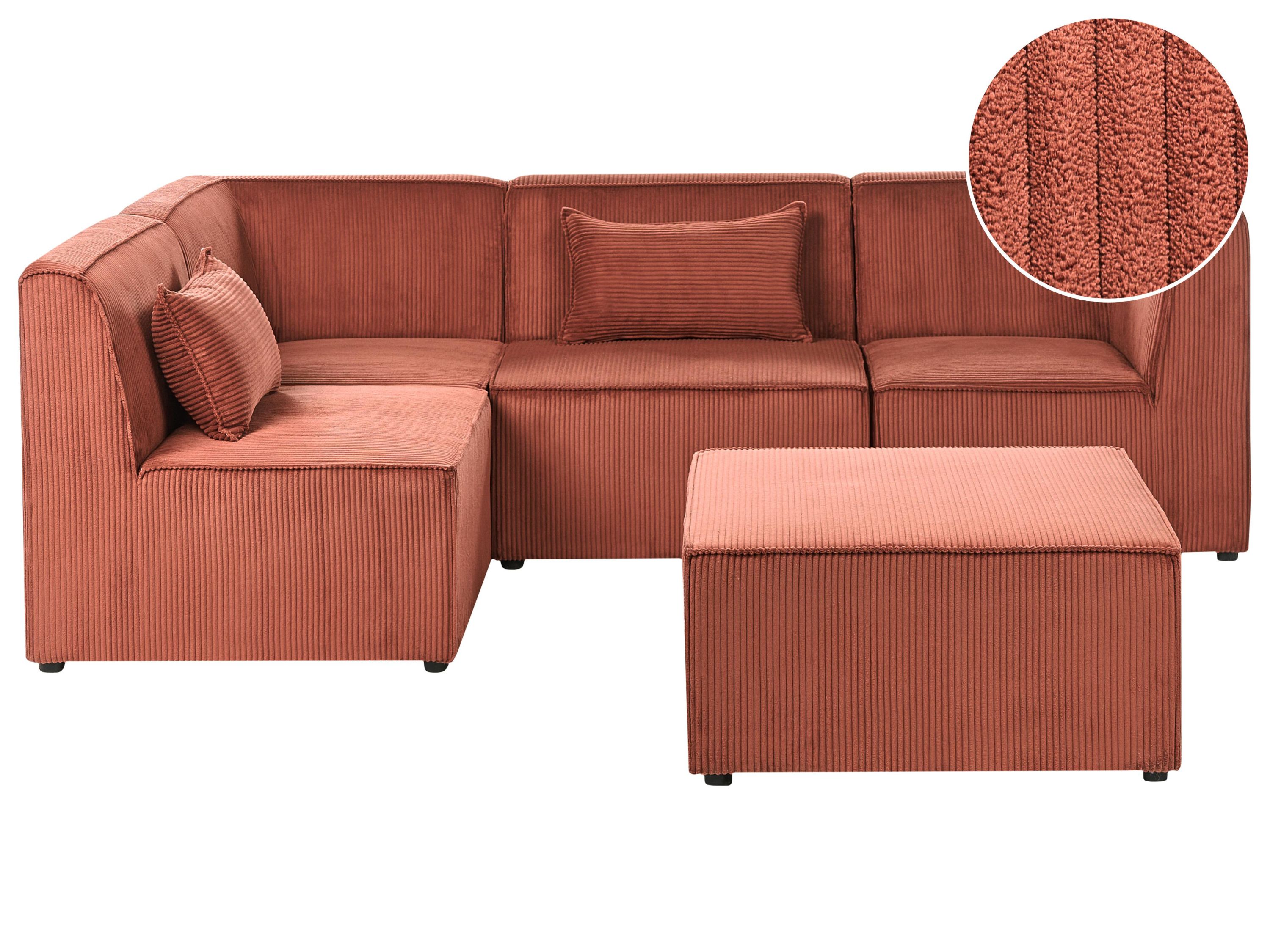 Modul Ecksofa 4-Sitzer LEMVIG rechtsseitig Goldbraun Cord mit Ottomane