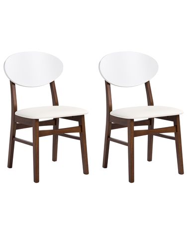 Esszimmerstuhl 2er Set AMERY Holz Cremeweiß / Braun