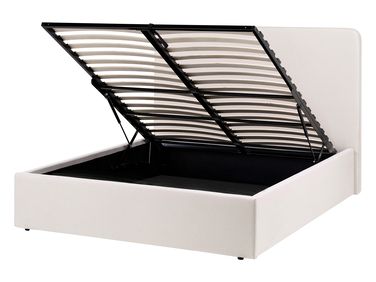 Ottoman Bed BRENON Fabric Light Beige 140 x 200 cm (EU Double)