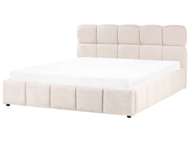 Bett mit Stauraum NOYON Stoff Hellbeige 180 x 200 cm