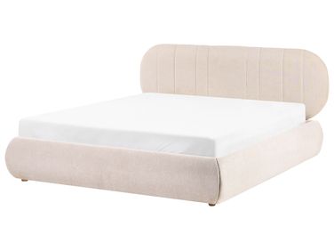 Bett mit Stauraum CAMPAN Stoff Hellbeige 160 x 200 cm