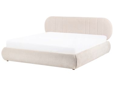 Bett mit Stauraum CAMPAN Stoff Hellbeige 180 x 200 cm