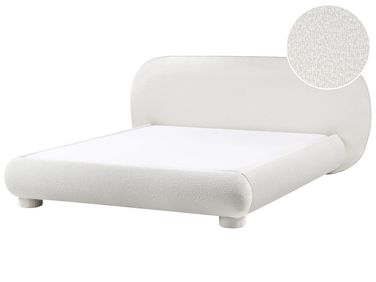 Bett mit Lattenrost Bouclé BAYEL 160 x 200 cm Cremeweiß