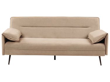 Sofa Bed 3 Seater VAYLA Fabric Light Brown