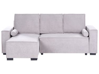 Eckschlafsofa 3-Sitzer EDANE Stoff Grau mit Stauraum rechtsseitig