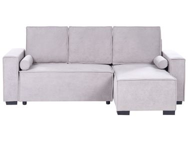 Eckschlafsofa 3-Sitzer EDANE Stoff Grau mit Stauraum linksseitig