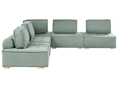 Modular Corner Sofa 5 Seater TIBRO Right Hand Light Green Fabric