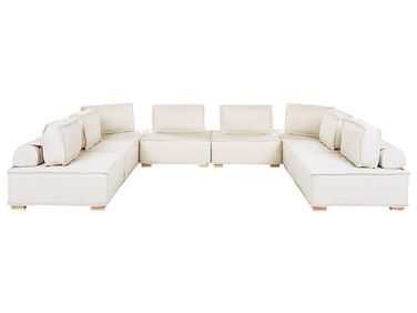 Modular U-Shape Sofa 8 Seater TIBRO Off-White Fabric