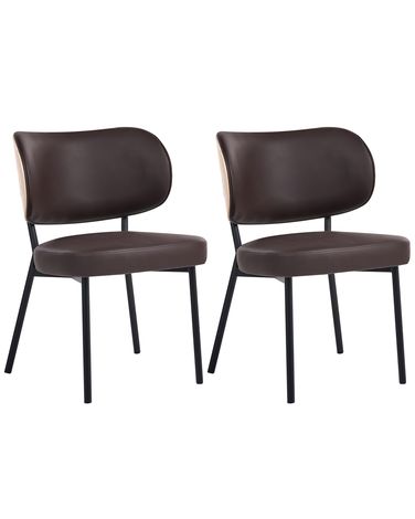 Esszimmerstuhl 2er Set WONDER Kunstleder Dunkelbraun