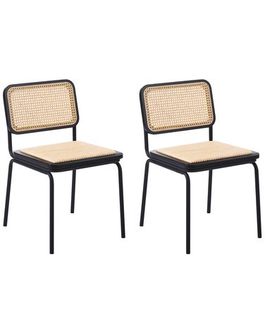 Esszimmerstuhl 2er Set CORVALLIS Polyrattan Schwarz