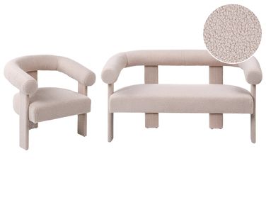 Sofa Set ILBRO Bouclé Hellbeige