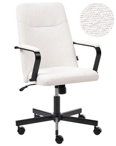 Bürostuhl CAROGA Bouclé Weiß