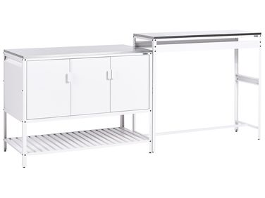 Outdoor-Küchenset mit Bartisch 2-teilig MAENZA Weiß Metall