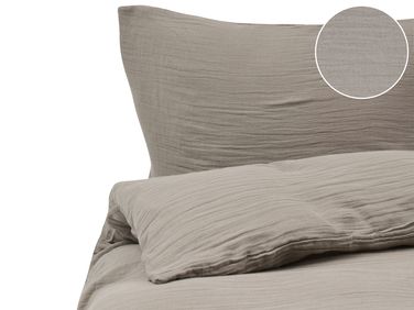 Bettwäsche-Set SUMNER Baumwollmusselin 150 x 200 cm Taupe