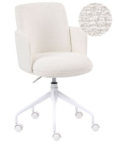 Bürostuhl DRYDEN Bouclé Cremeweiß