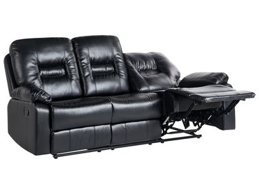 Manual Recliner Sofa 3 Seater BERGEN Faux Leather Black