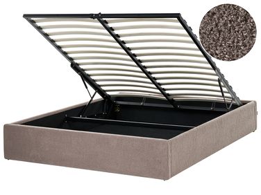 Ottoman Bed without Headboard DINAN Boucle Taupe 140 x 200 cm (EU Double)