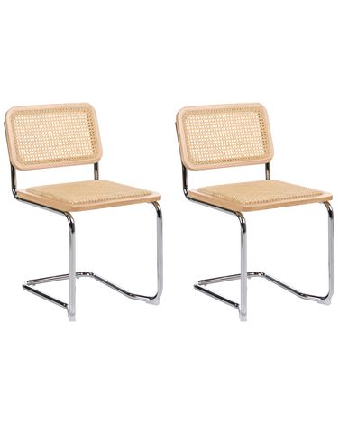 Esszimmerstuhl 2er Set CORDOVA Rattan Hellbraun
