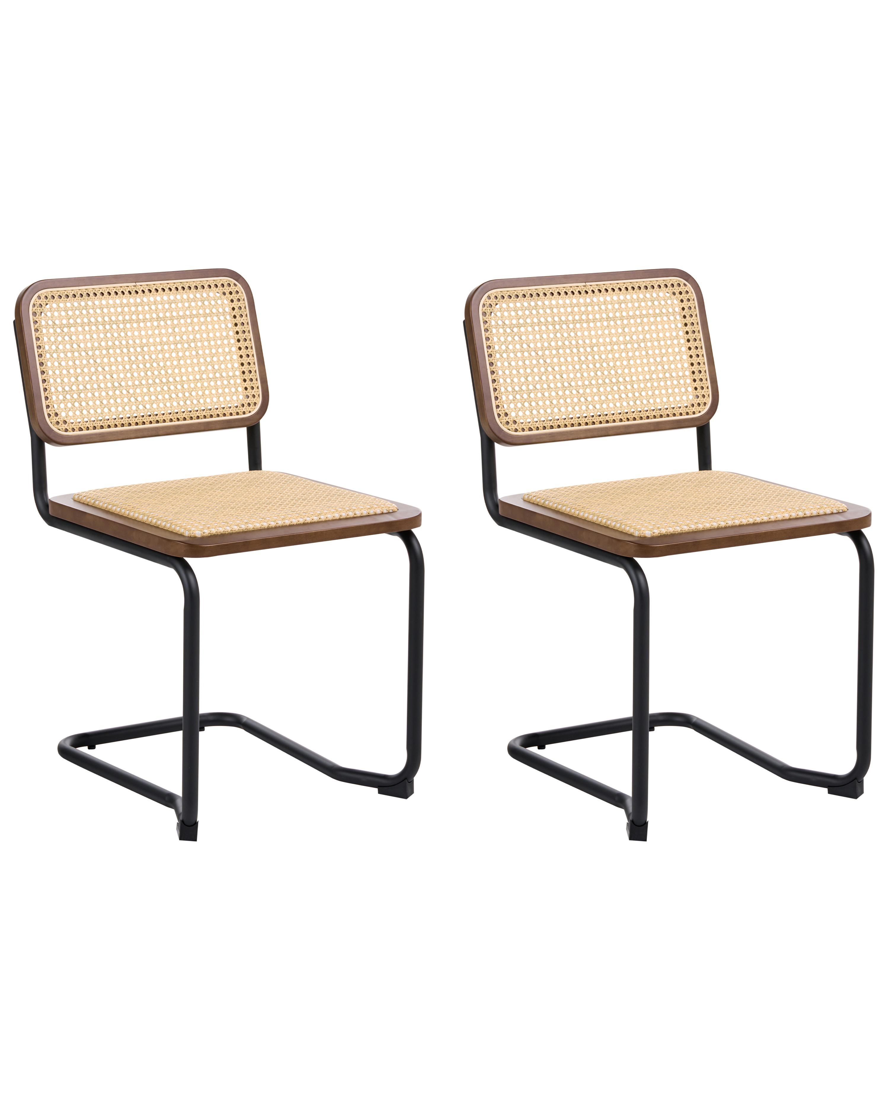 Esszimmerstuhl 2er Set CORDOVA Rattan Braun