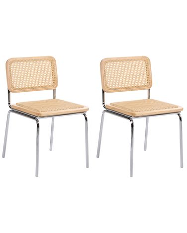 Esszimmerstuhl 2er Set CORVALLIS Polyrattan Hellbraun