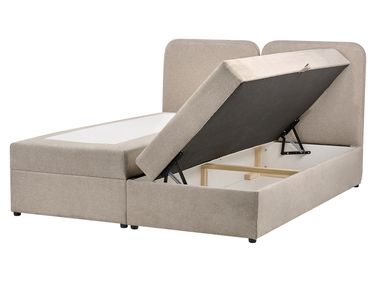 Boxspringbett mit Stauraum CHANCELLOR Stoff Taupe 160 x 200 cm