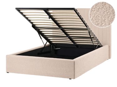 Bett mit Stauraum VION Bouclé Beige 120 x 200 cm