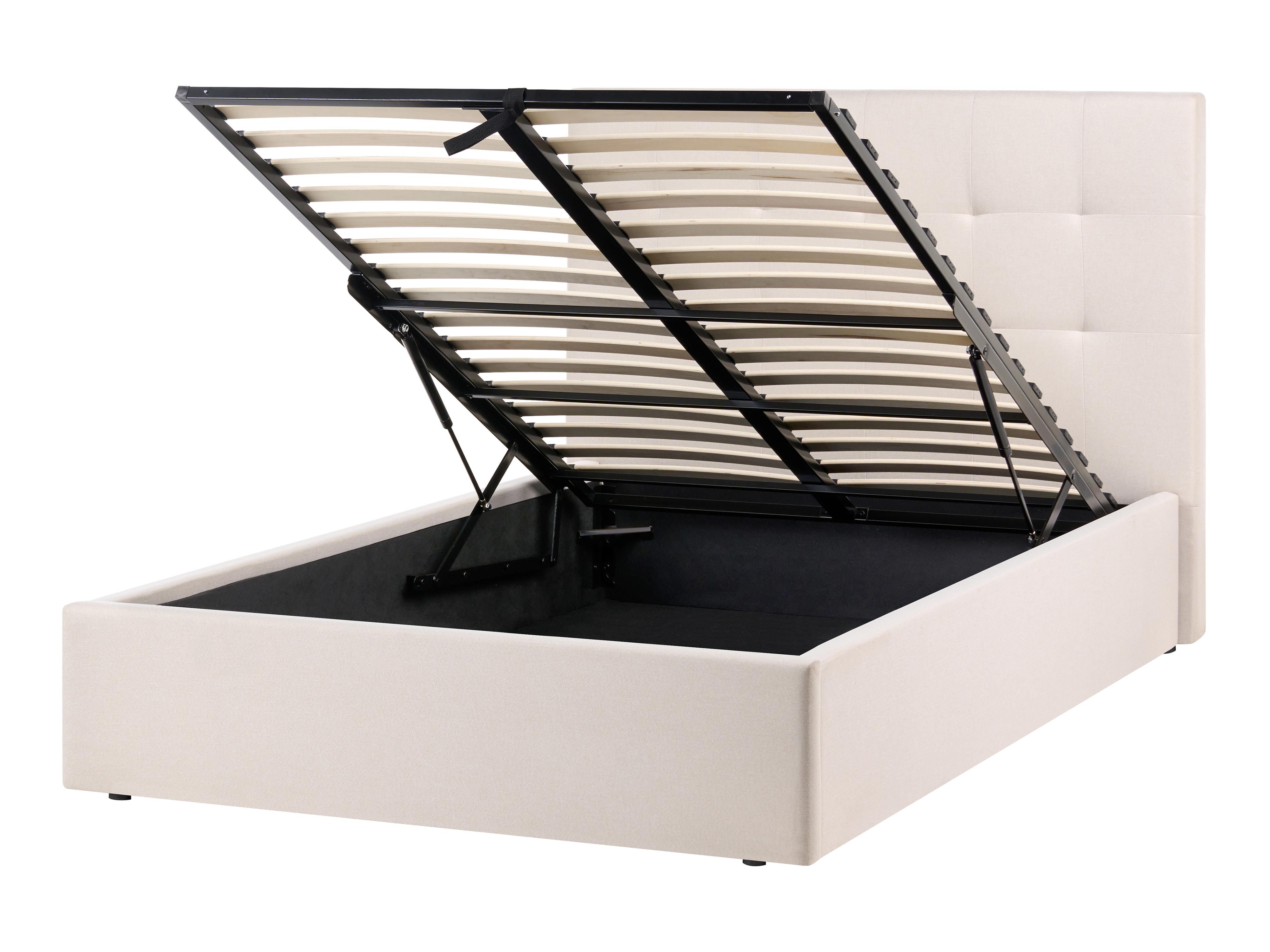 Bett mit Stauraum LORIENT Stoff Beige 120 x 200 cm
