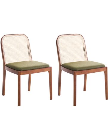 Esszimmerstuhl 2er Set EDINA Stoff Braun / Grün
